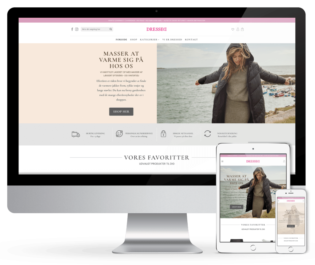 Flot professionel webshop design til tøjbutik. renesejling.dk